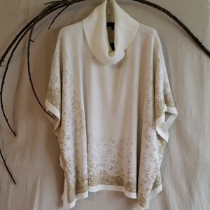 NWT Black Rivet Cream & Gold Poncho Sweater  M